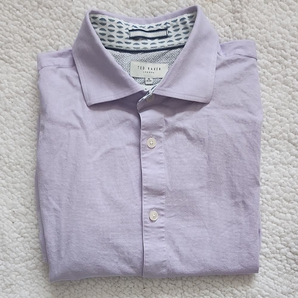 Ted Baker Men's Slim Fit Dress Shirt - Lilac Purple Sz 16 32/33 Spring Easter